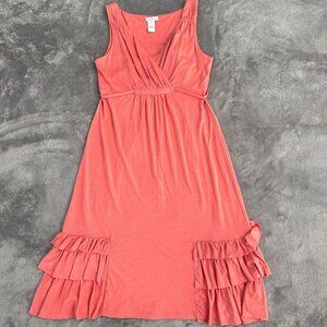 Sundance Coral Ruffle Midi Dress Women's SMALL Modal Cotton